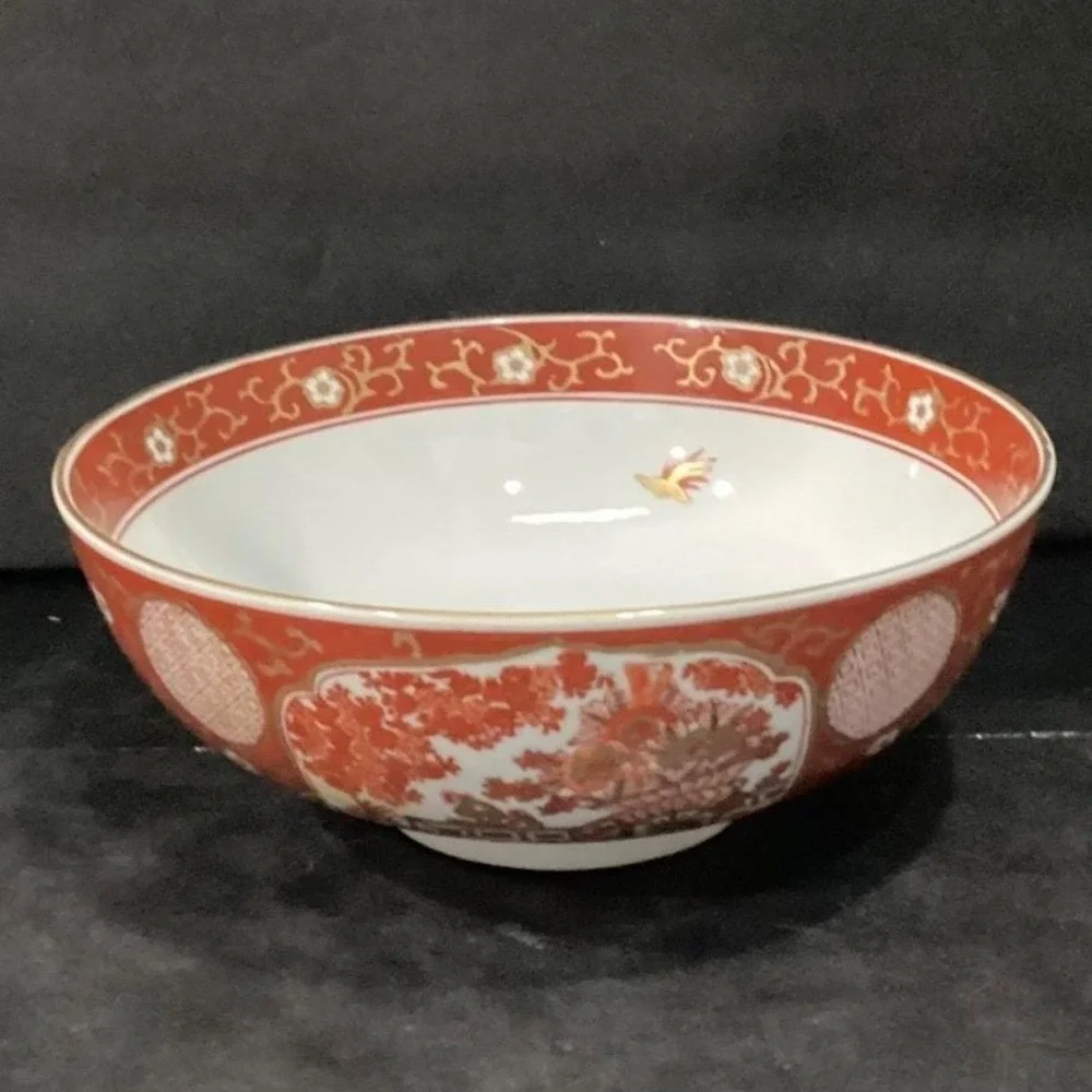 Imari Japan Serving Bowl, Vintage Hand Painted Floral & Birds, Vegetable Dish